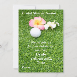 Golf Bridal Shower with ball and flower on green Invitation