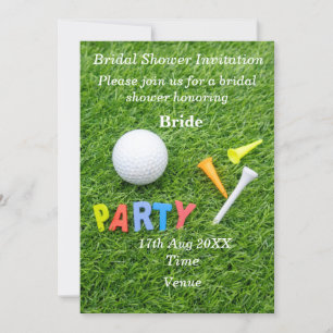 Golf Bridal Shower with ball and tee on green  Invitation