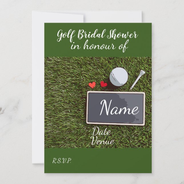 Golf Bridal Shower with golf ball and love hearts Invitation (Front)