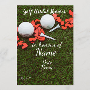 Golf Bridal Shower with golf ball and love hearts Invitation