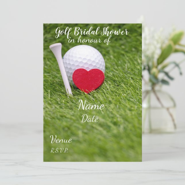 Golf Bridal Shower with golf ball and love hearts  Invitation (Standing Front)