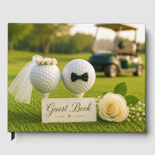 Golf Bride and Groom on golf course Guest Book