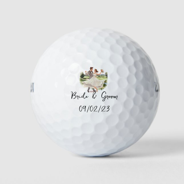 Golf  Bride and Groom Wedding  Balls (Front)