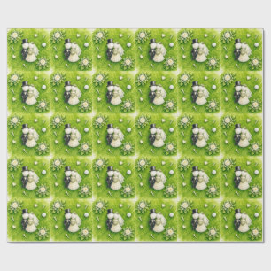 Golf Bride and Groom wedding on green grass Wrapping Paper