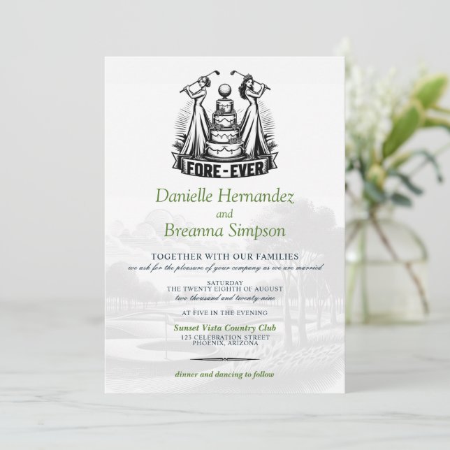 Golf Brides Wedding Invitation (Standing Front)