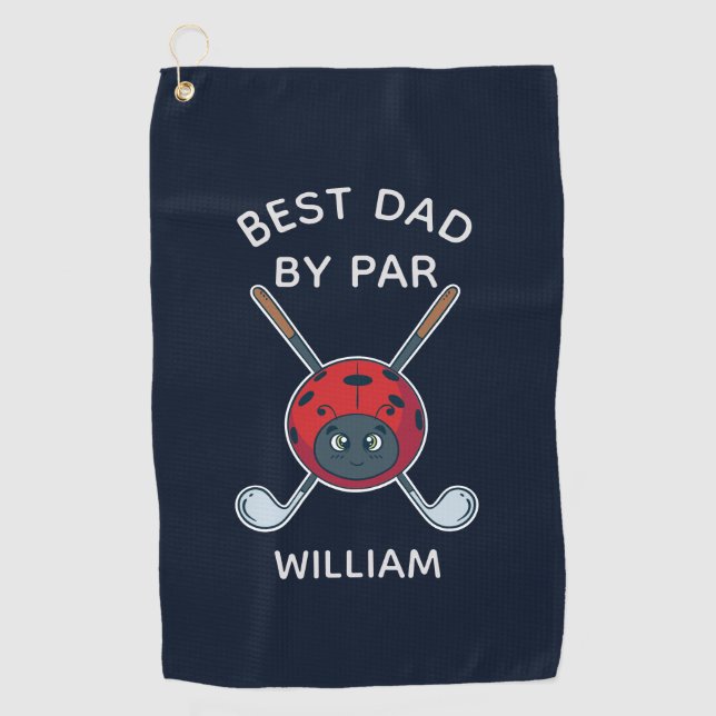 Golf Bug Best Dad By Par Fathers Day Personalised Towel (Front)