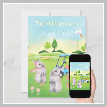 Golf Bunnies Charming Happy Easter 