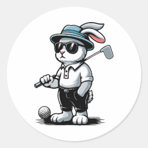 Golf Bunny Punk Golfing Rabbit Classic Round Sticker