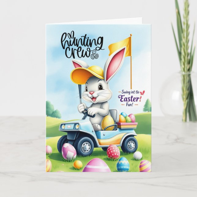 Golf Bunny Ribbit Golfer for Easter Card (Front)