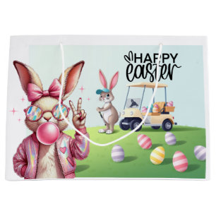 Golf Bunny Ribbit Golfer for Easter Large Gift Bag