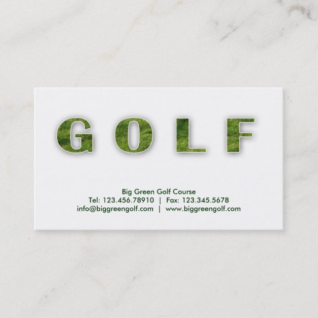 Golf Business Card Green Grass Text (Front)
