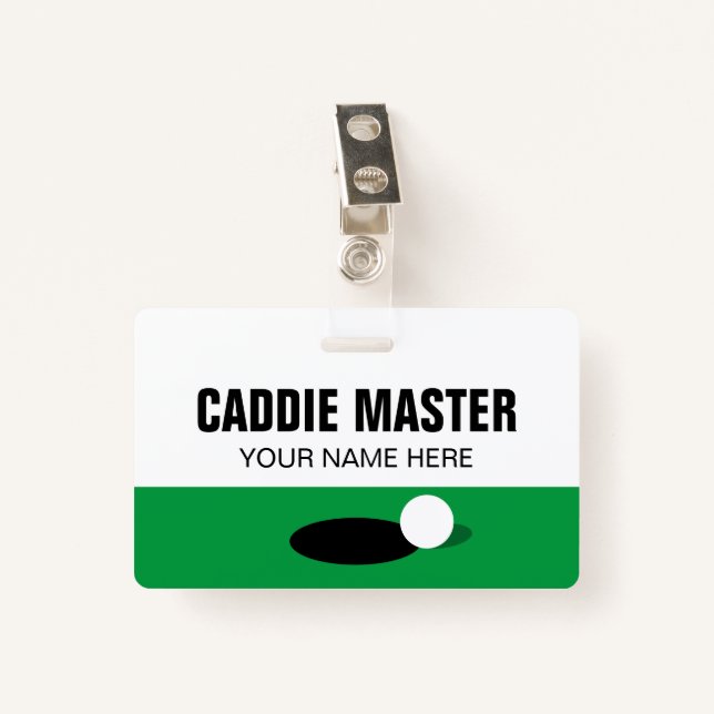 Golf Caddie Master reversible clip on name badge ID Badge (Front with Clip)