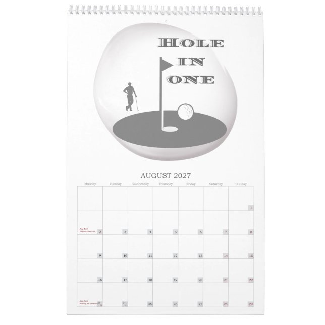Golf Calendar (Aug 2027)