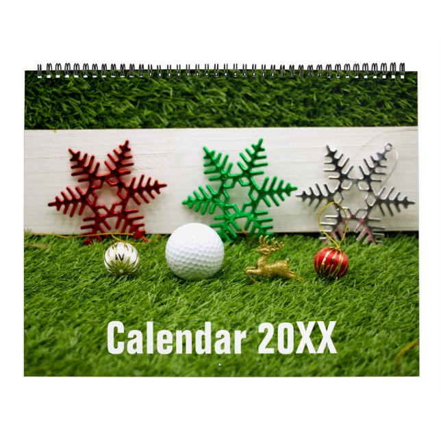 Golf Calendar  with golf ball on green grass (Cover)