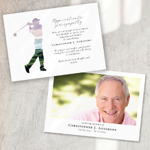 Golf Calligraphy Sympathy Photo Funeral Thank You Card