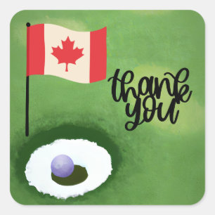 Golf Canada flag and ball for golfer thank you Square Sticker