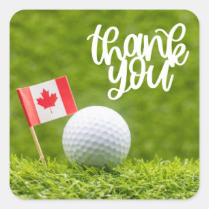 Golf Canada with flag and ball for golfer Square Sticker