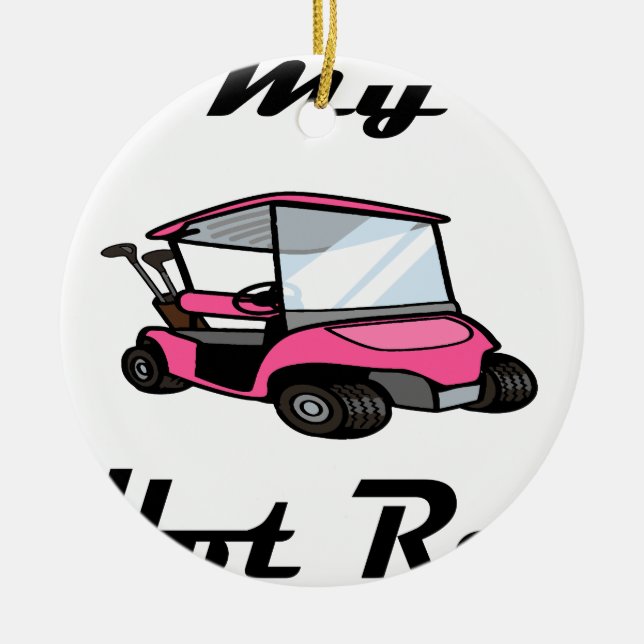 golf cart3 ceramic tree decoration (Front)