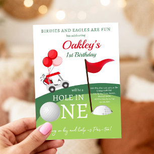 Golf Cart 1st Birthday Party Invitation