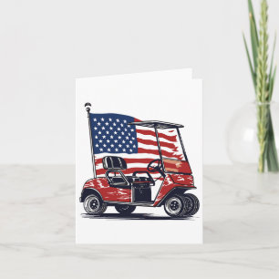 Golf Cart American Flag 4th Of July Sport Patrioti Card