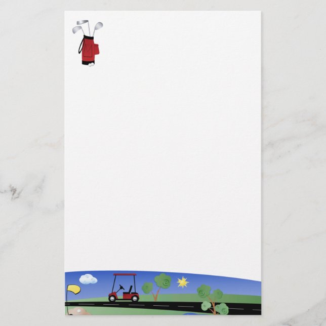 Golf Cart and Clubs Stationery (Front)
