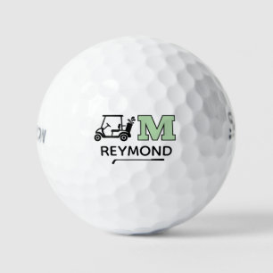 Golf Cart and Custom M Initial Mark Golf Balls