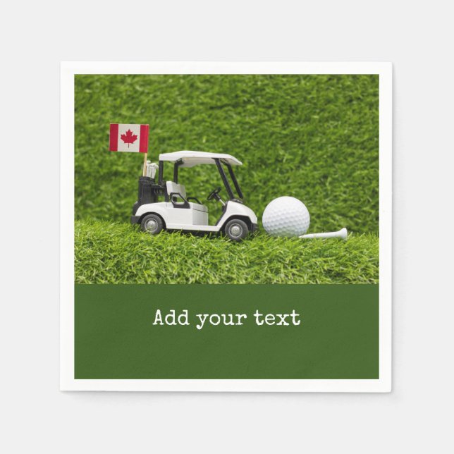 Golf cart ball tee on green  with flag of Canada  Napkin (Front)