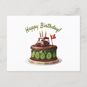 Golf Cart Birthday Cake Postcard