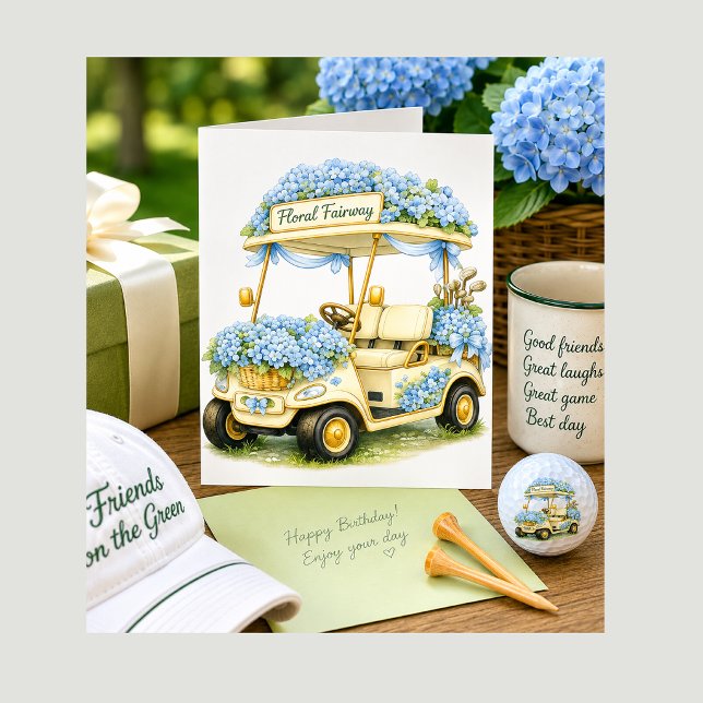 Golf Cart Birthday or Encouragement Card (Perfect for golf friends, birthdays and thoughtful notes shared on and off the green.)