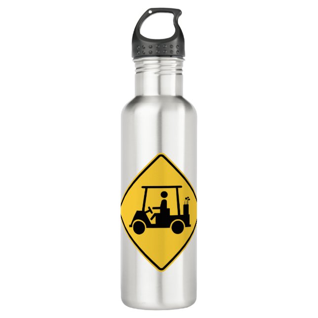 Golf Cart Caution Sign 710 Ml Water Bottle (Front)