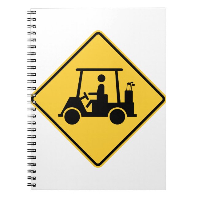 Golf Cart Caution Sign Notebook (Front)