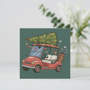 Golf Cart Christmas Tree Golf Lover Gift Holiday Card