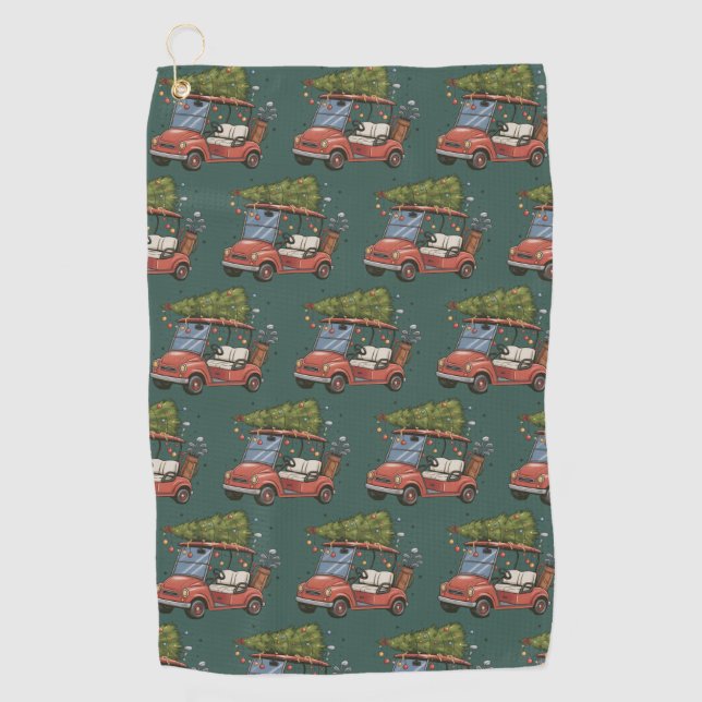 Golf Cart Christmas Tree Golf Lover Gift Towel (Front)