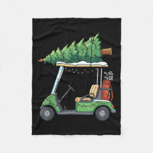 Golf Cart Christmas Tree Lights Funny For Men Wome Fleece Blanket