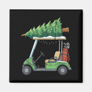 Golf Cart Christmas Tree Lights Funny For Men Wome Magnet