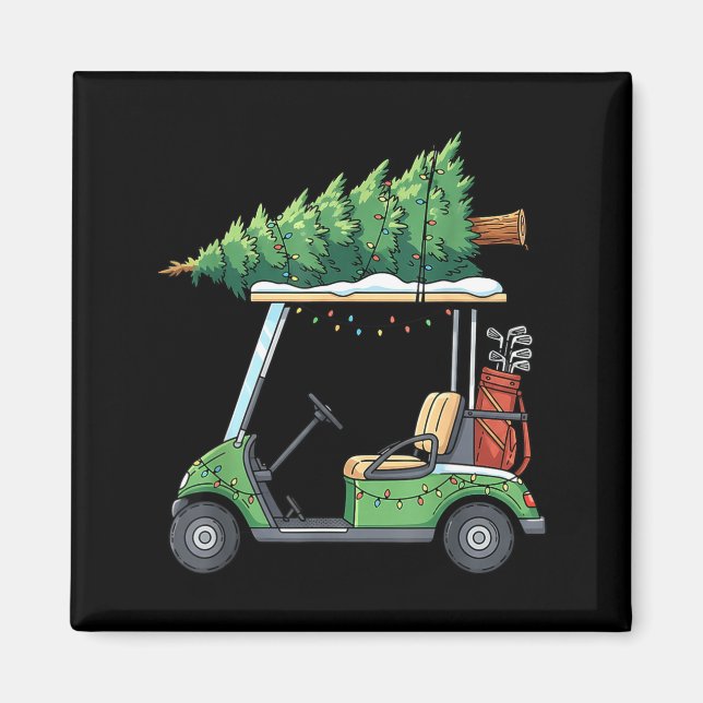 Golf Cart Christmas Tree Lights Funny For Men Wome Magnet (Front)