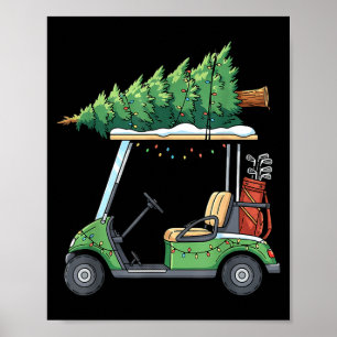 Golf Cart Christmas Tree Lights Funny For Men Wome Poster