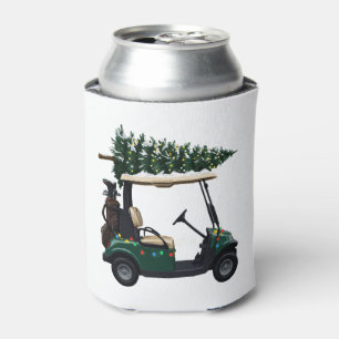 Golf Cart Christmas Tree Lights Golfer Xmas Can Cooler