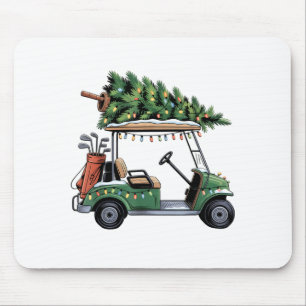 Golf Cart Christmas Tree Lights Golfing Golfer Fun Mouse Mat