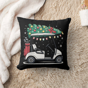 Golf Cart Christmas Tree Lights Xmas Sport Golfer Cushion