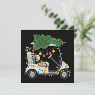 Golf Cart Christmas Tree Lights Xmas Sport Golfer  Holiday Card