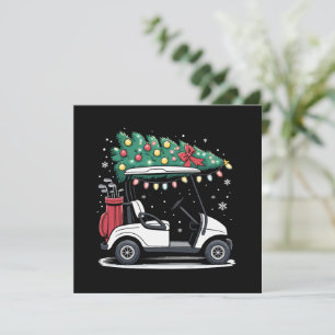 Golf Cart Christmas Tree Lights Xmas Sport Golfer  Holiday Card