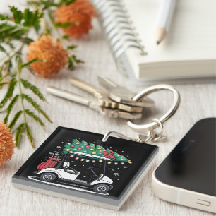 Golf Cart Christmas Tree Lights Xmas Sport Golfer  Key Ring