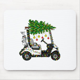 Golf Cart Christmas Tree Lights Xmas Sport Golfer  Mouse Mat