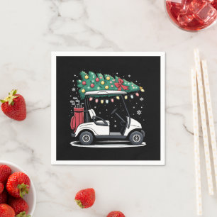 Golf Cart Christmas Tree Lights Xmas Sport Golfer  Napkin