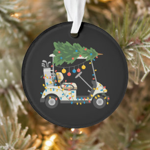 Golf Cart Christmas Tree Lights Xmas Sport Golfer  Ornament