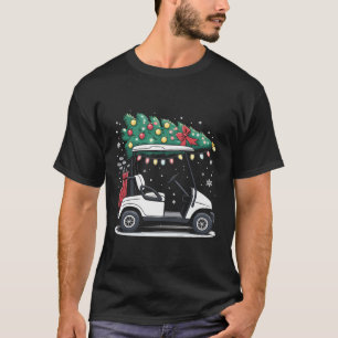 Golf Cart Christmas Tree Lights Xmas Sport Golfer T-Shirt