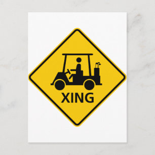 Golf Cart Crossing Highway Sign Postcard