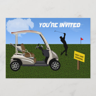 Golf Cart Crossing on Fairway Invitation