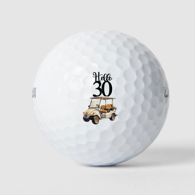 Golf cart for 30th Birthday Golfer Golf Balls (Front)